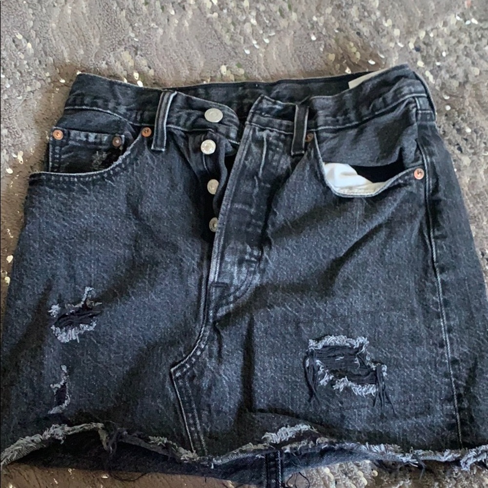 black levi denim mini skirt